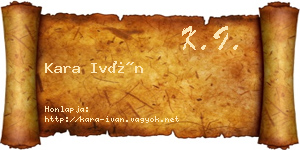 Kara Iván névjegykártya
